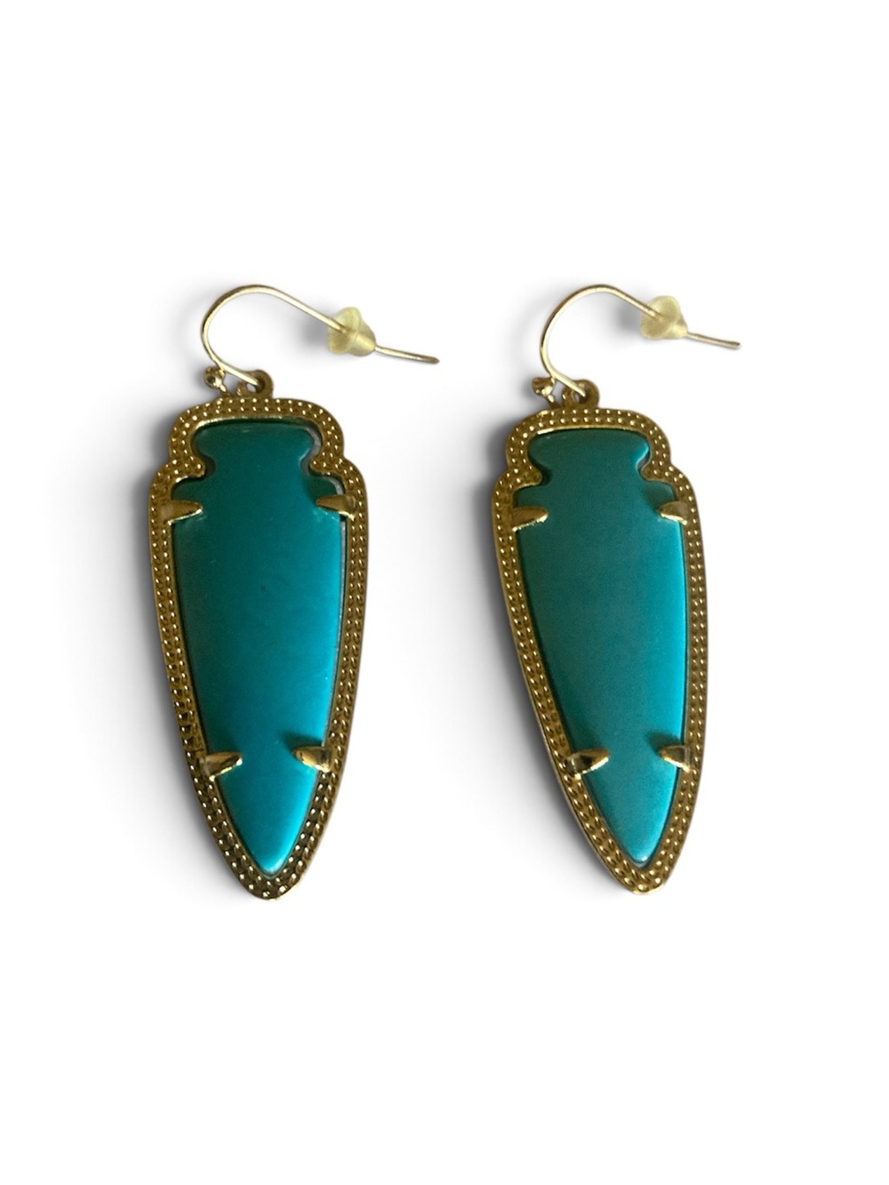 Kendra Scott Teal and Gold Arrowhead Drop Earrings - Women Jewelry